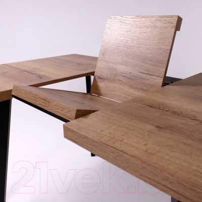 Обеденный стол Listvig Angle 120 раздвижной (дуб галифакс/черный)