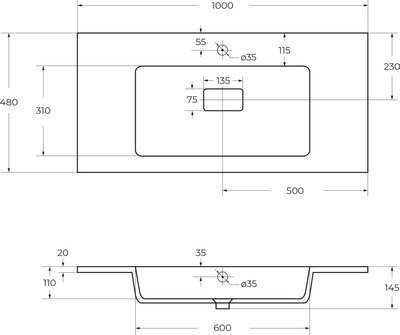 Купить Умывальник Cezares CZR-1000/480-LV-MR-PRS  