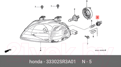 Патрон для автомобильных ламп Honda 33302SR3A01