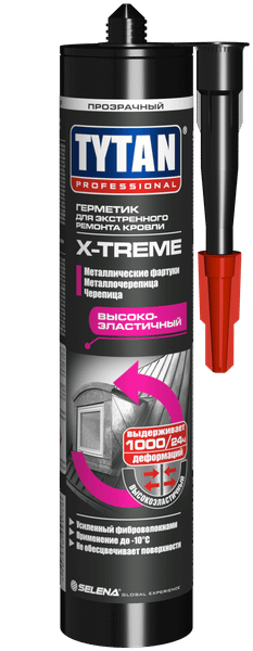 Герметик каучуковый Tytan Professional X-treme Для экстренного ремонта кровли (310мл, прозрачный)