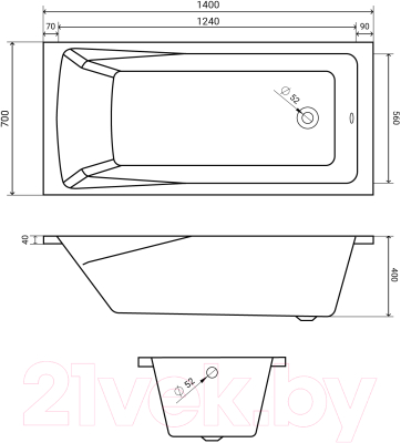 Ванна акриловая Lauter Aurora 140x70 / 21010040