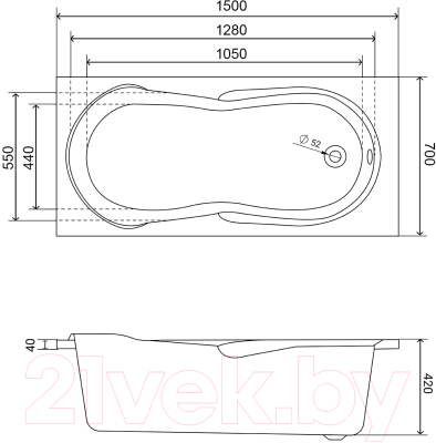 Ванна акриловая Lauter Celeste 150x70 / 21060050