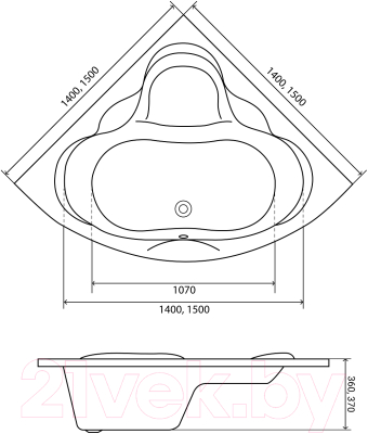 Ванна акриловая Lauter Riviera 150x150 / 21050150