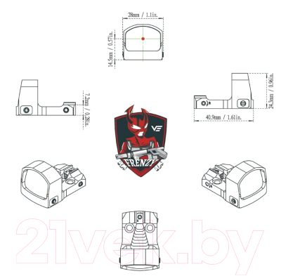 Коллиматорный прицел Vector Optics Frenzy-S 1x17x24 MOS Multi Reticle SCRD-M43