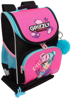 Школьный рюкзак Grizzly RAm-484-6 (черный/розовый) - 