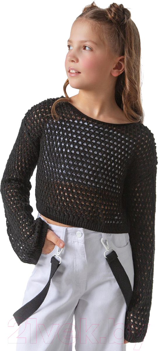 Джемпер детский Amarobaby Lattice / AB-OD24-LA26/09-140 (черный, р.140)