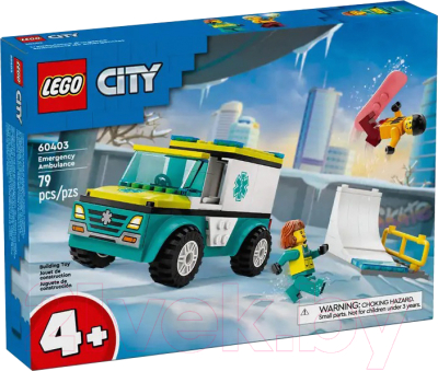 Конструктор Lego City Скорая помощь и сноубордист / 60403 