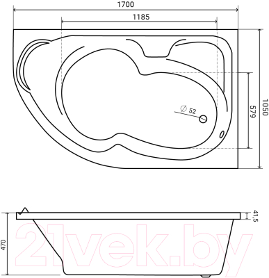 Ванна акриловая Lauter Geneva 170x105 / 2103170R