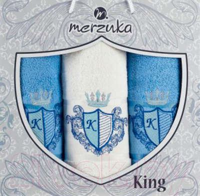 Набор полотенец Merzuka King / 10545 (3шт, в коробке, голубой)