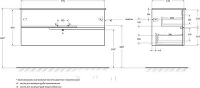 Тумба под умывальник Cezares DUET-N-1200-2C-SO-SPF-P