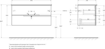 Тумба под умывальник Cezares DUET-N-1000-2C-SO-AS-P