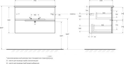 Тумба под умывальник Cezares DUET-N-800-2C-SO-AS-P