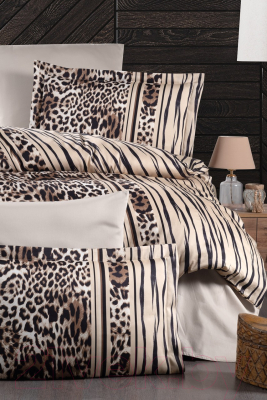 Комплект постельного белья DO&CO Delux Leopard / 12231 (коричневый)