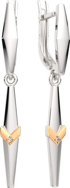 Серьги из комбинированного серебра ZORKA 03D0013.G14K.ZZ (с золотой вставкой и бриллиантами)