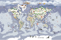 Фотообои листовые Citydecor Детская Карта мира 340 (400x260см) - 