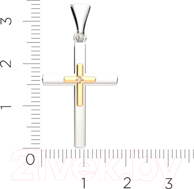 Крестик из комбинированного серебра ZORKA 04D0007.G14K (с бриллиантом)