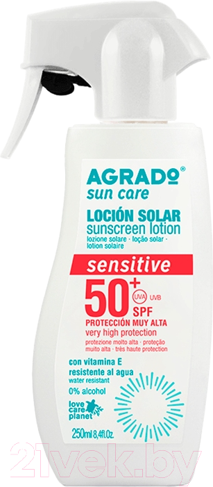 Лосьон солнцезащитный Agrado для чувствительной кожи SPF50+