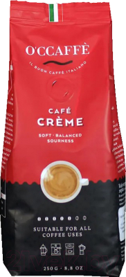 Кофе в зернах O'ccaffe Cafe Creme Rosso 50% арабика 50% робуста (250г)