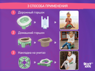 Дорожный горшок ROXY-KIDS HandyPotty / HP-255OB (оливковый/бежевый)