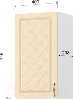 Шкаф навесной для кухни Mio Tesoro Модена ШВ 400 (белый/дуб ваниль)