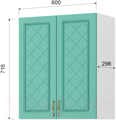Шкаф навесной для кухни Mio Tesoro Модена ШВ 600 (белый/дуб бирюзовый)