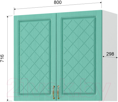 Шкаф навесной для кухни Mio Tesoro Модена ШВ 800 (белый/дуб бирюзовый)