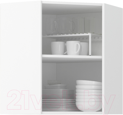 Шкаф навесной для кухни Mio Tesoro Альфа ШВУ 600 угловой (белый/холст белый)