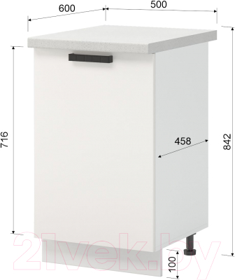 Шкаф-стол кухонный Mio Tesoro Пасадена ШН 500 со столешницей (белый/белый бриллиант/антарес)