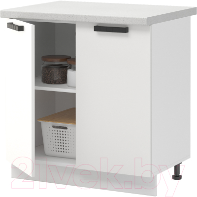 Шкаф-стол кухонный Mio Tesoro Пасадена ШН 800 со столешницей (белый/белый бриллиант/антарес)