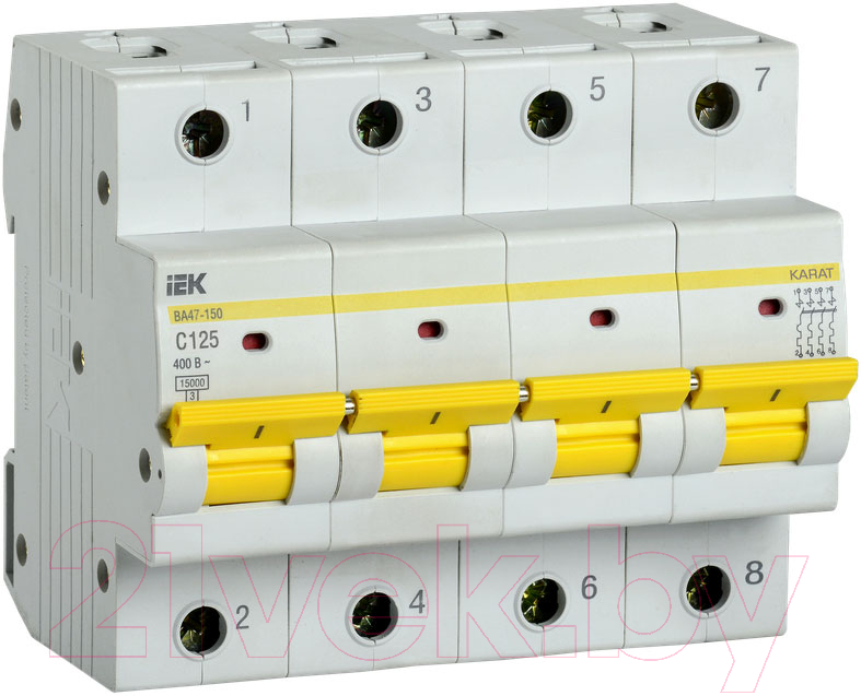 Выключатель автоматический IEK ВА47-150 4Р 125А 15кА C / MVA50-4-125-C