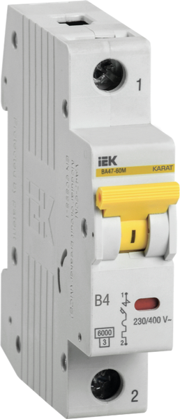 Выключатель автоматический IEK ВА47-60M 1Р 4А 6кА B / MVA31-1-004-B