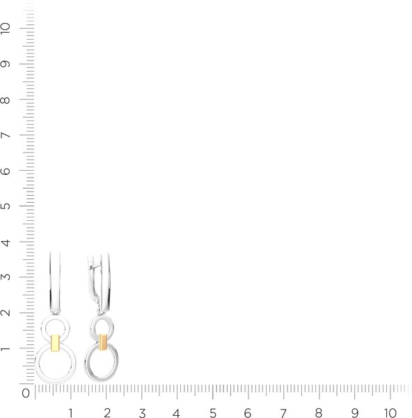 Серьги из комбинированного серебра ZORKA 0300128.G14K (с золотой вставкой)