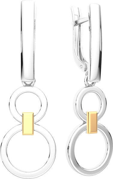 Серьги из комбинированного серебра ZORKA 0300128.G14K (с золотой вставкой)