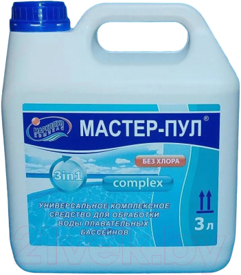 Изображение товара Комплексное средство для бассейна Маркопул Кемиклс Мастер-Пул 3 в 1 в канистре (3л)