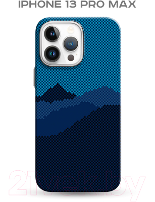 Чехол-накладка Luxo Горный пейзаж J271 для iPhone 13 Pro Max (черный/синий)