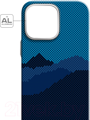 Чехол-накладка Luxo Горный пейзаж J271 для iPhone 13 Pro (черный/синий)