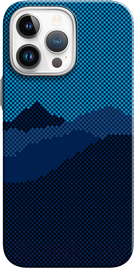 Чехол-накладка Luxo Горный пейзаж J271 для iPhone 14 Pro Max (черный/синий)