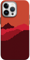 Чехол-накладка Luxo Горный пейзаж J272 для iPhone 15 Pro Max (бордовый/оранжевый) - 