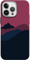 Чехол-накладка Luxo Горный пейзаж J273 для iPhone 15 Pro Max (черный/бордовый) - 