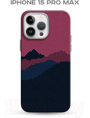 Чехол-накладка Luxo Горный пейзаж J273 для iPhone 15 Pro Max (черный/бордовый)