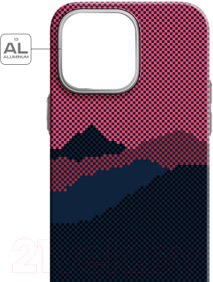 Чехол-накладка Luxo Горный пейзаж J273 для iPhone 15 Pro Max (черный/бордовый)