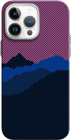 Чехол-накладка Luxo Горный пейзаж J274 для iPhone 14 Pro (черный/фиолетовый) - 