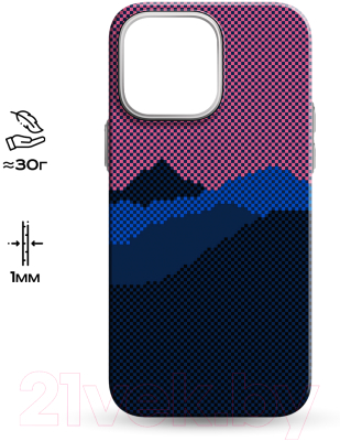 Чехол-накладка Luxo Горный пейзаж J274 для iPhone 14 Pro (черный/фиолетовый)