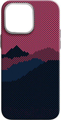 Чехол-накладка Luxo Горный пейзаж J273 для iPhone 13 (черный/бордовый)