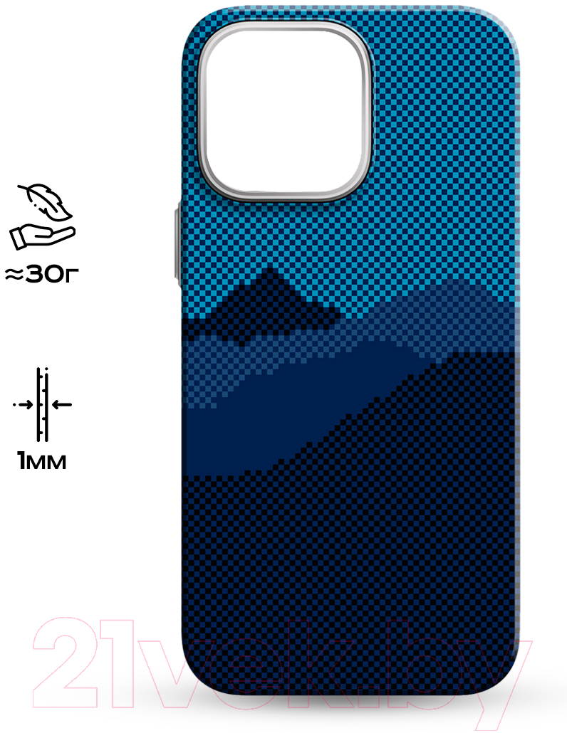 Чехол-накладка Luxo Горный пейзаж J271 для iPhone 14 (черный/синий) — фото 4