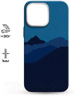 Чехол-накладка Luxo Горный пейзаж J271 для iPhone 14 Pro (черный/синий)