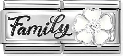 

Звено для браслета, Family с белым цветком 330734/17