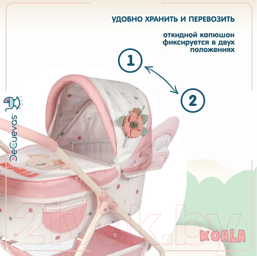 Коляска для куклы DeCuevas Toys Люлька с сумкой. Коала / 86079