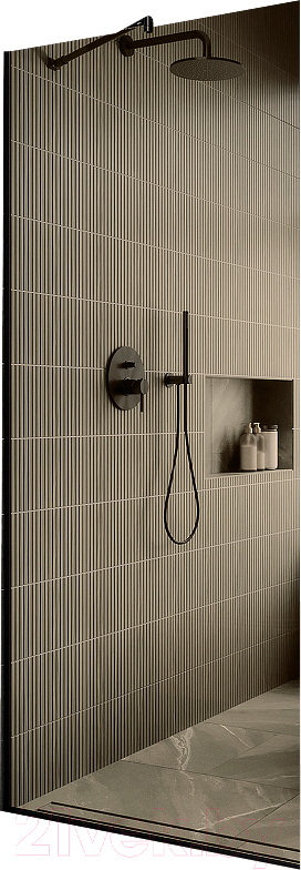 Душевая стенка MaybahGlass 119x195 / MGD-684-6у (бронзовое стекло/черный) — фото 1