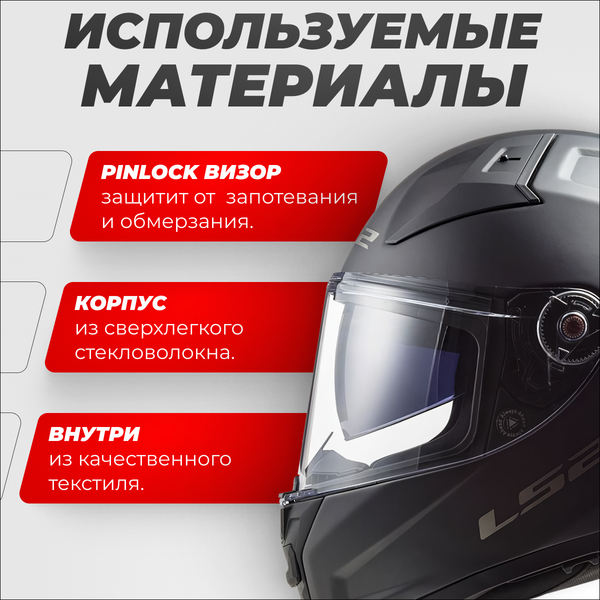 Мотошлем LS2 FF811 Vector II Solid (XL, черный матовый)